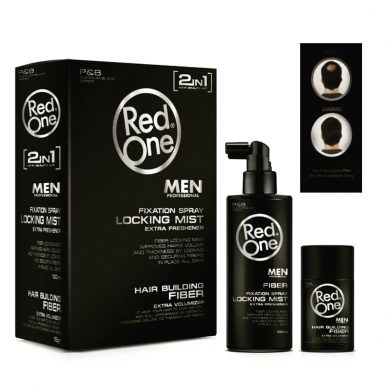 RedOne Men Saç Dolgunlaştırıcı Saç Fiberi Saç Tozu+Sprey 2li Set (Siyah)